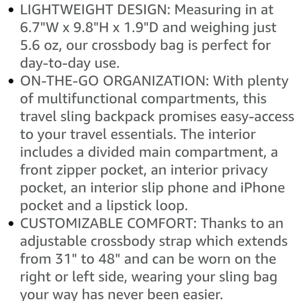 Baggalini Black Sling Backpack Bag Multi Wear RFID Card Slots Adjustable NEW - Picture 8 of 16